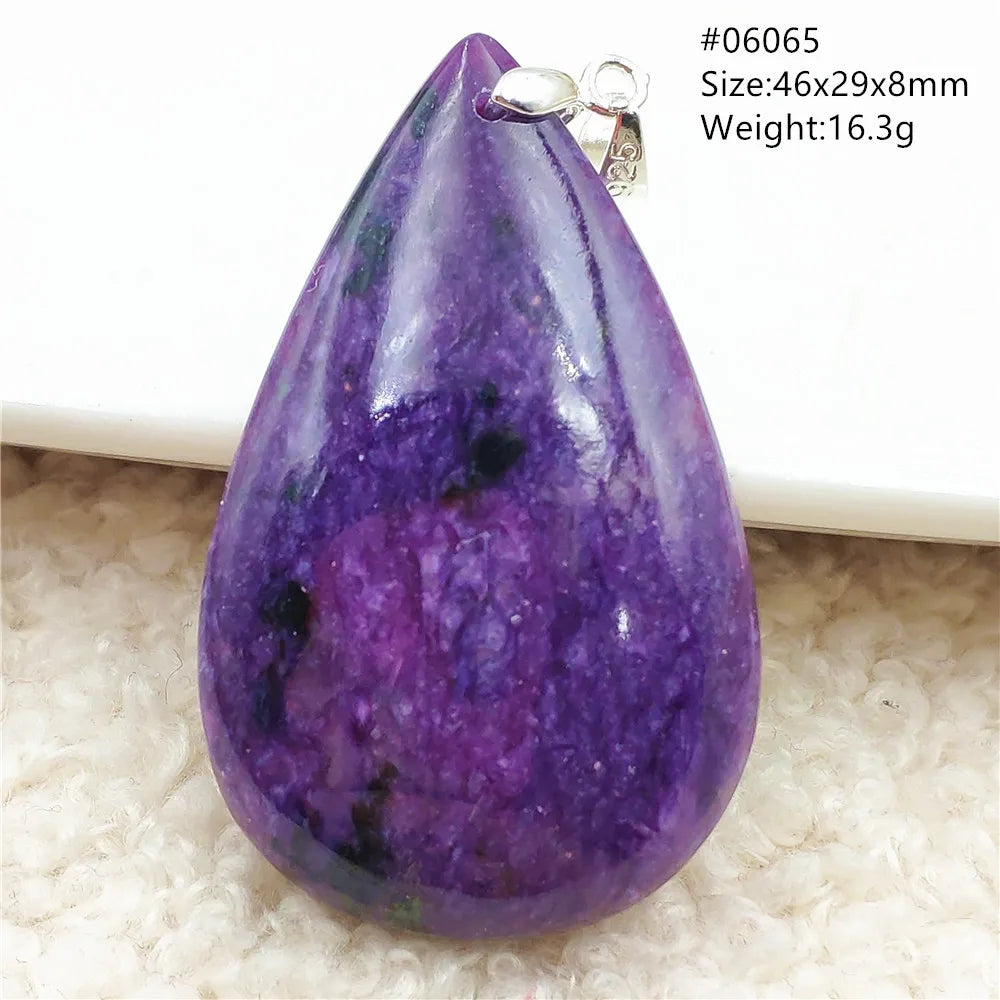 Natural Purple Charoite Water Drop Gemstone Pendant Women Men Charoite Bead Best Necklace Jewelry 925 Sterling Silver AAAAAA