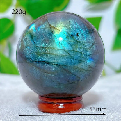 Labradorite Sphere Ball Crystal Natural Stone Quartz Home Decoration Minerals Reiki Craft Gemstone Energy Healing Love +Stand