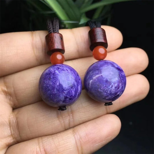 S925 Natural Charoite Sphere Pendant Crystal Healing Reiki Women Gift Gemstone Jewellry Pendant Gift 18MM 1PCS