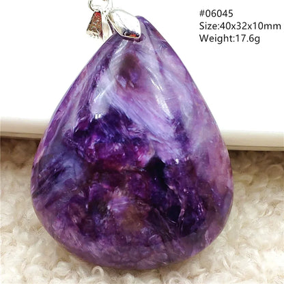 Natural Purple Charoite Water Drop Gemstone Pendant Women Men Charoite Bead Best Necklace Jewelry 925 Sterling Silver AAAAAA