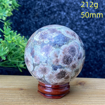 1pcNatural Green Cherry Blossom Stone Agate Gem Energy Sphere Healing Reiki Crystal Ball Garden Aquarium Home Decor Holiday Gift