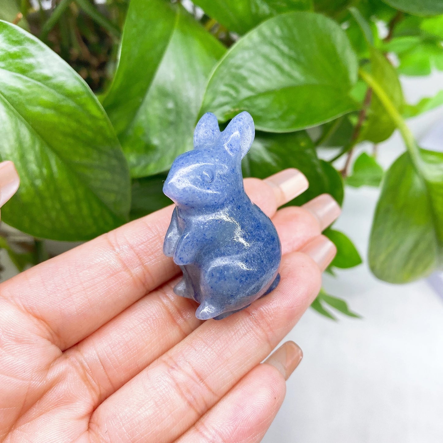 Amethyst, Quartz & Agate Rabbit Carving – Healing Gem Décor