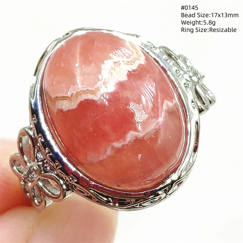 Natural Rose Rhodochrosite Ring Adjustable Ring Jewelry Woman Men Love Red Rhodochrosite Bead Healing Stone AAAAAA