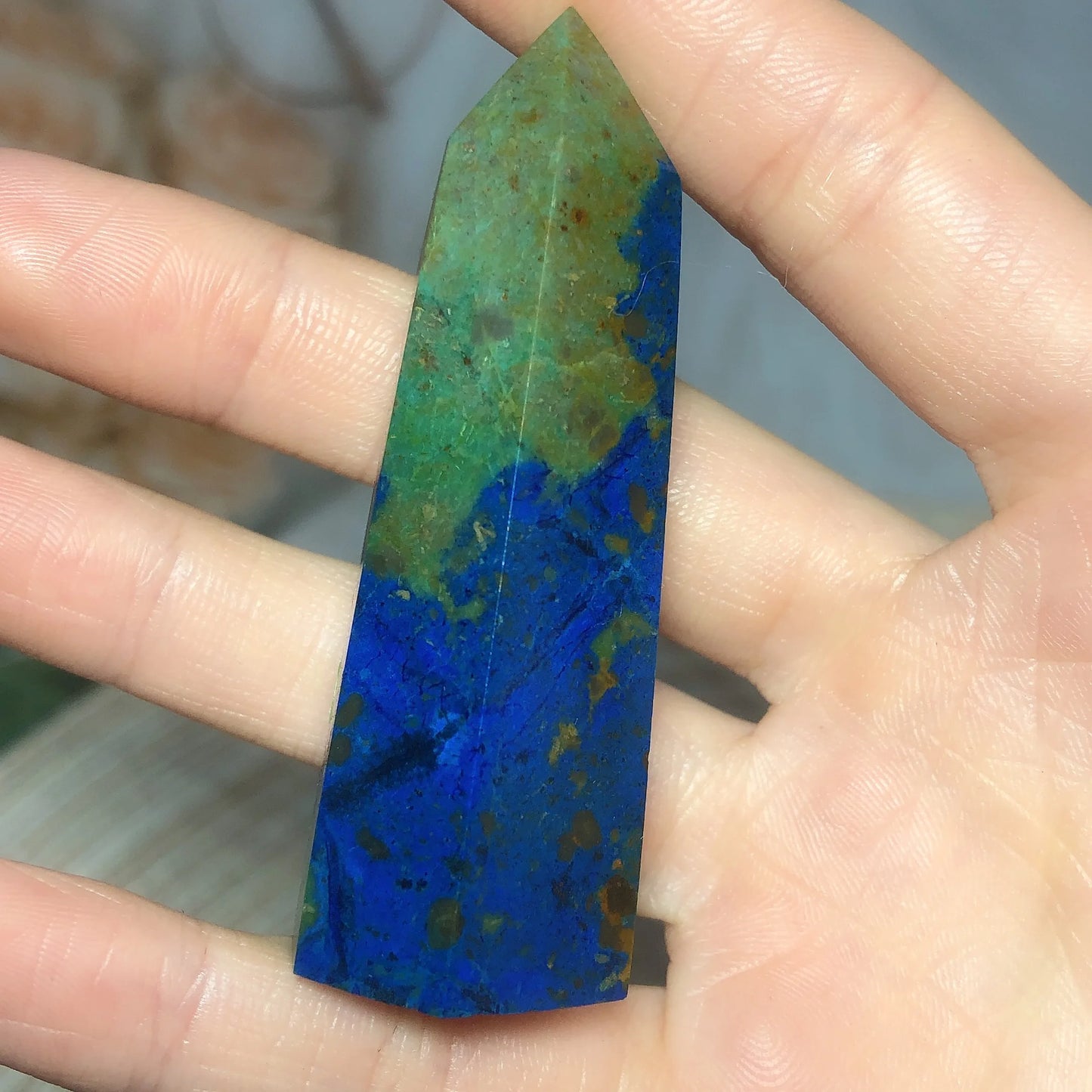 Natural Crystals Chrysocolla With Azurite Tower Healing High Quality Energy Mineral Wholesale Reiki Home Decroration