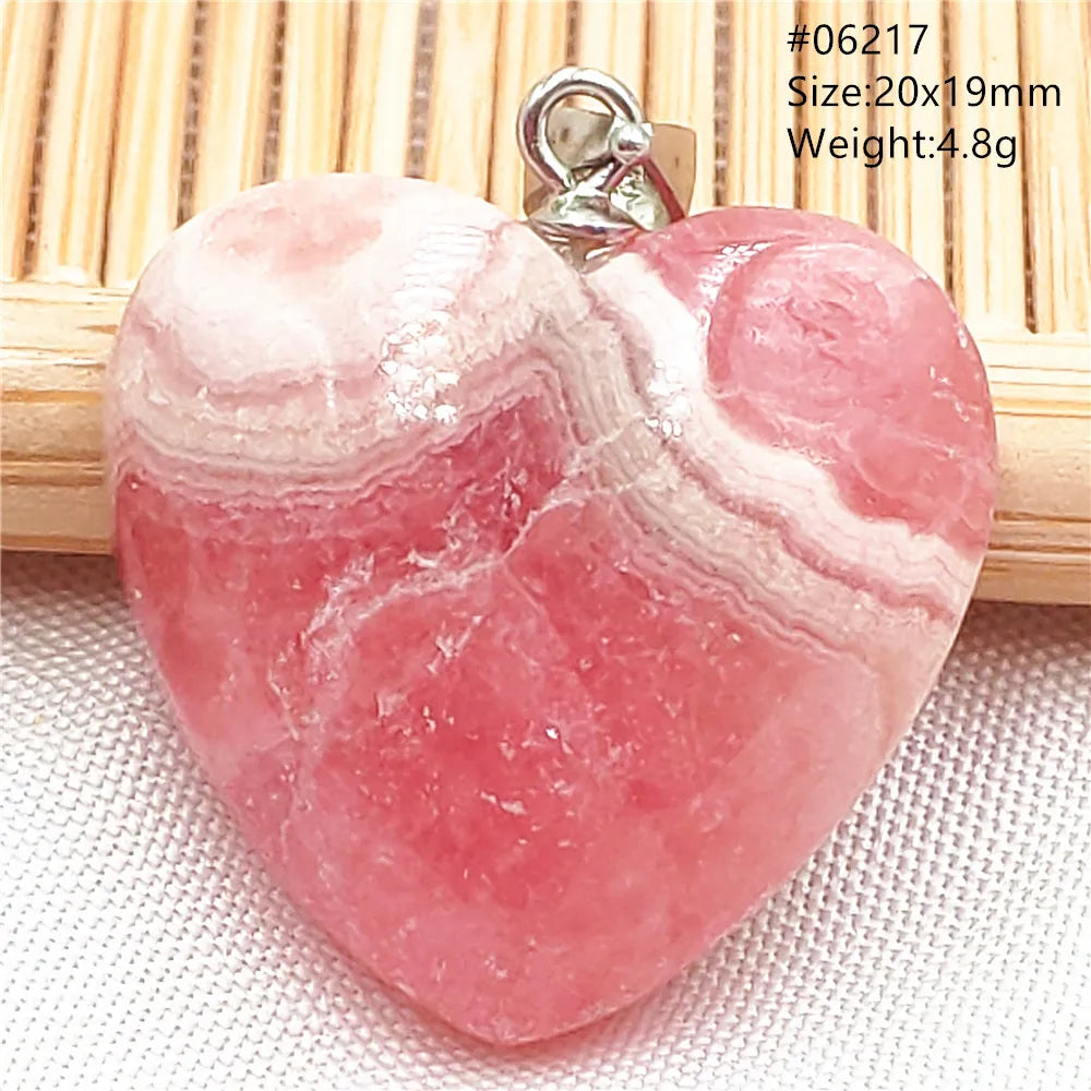 Natural Red Argentina Rhodochrosite Pendant Necklace Rose Rhodochrosite Heart Pendant Women Men Necklace AAAAA