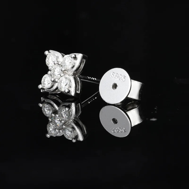 7mm S925 Silver Moissanite Diamond Clover Earrings Iced Out For Men Women Hip Hop Jewelry Pass Diamonds Tester With GRA Free Shi