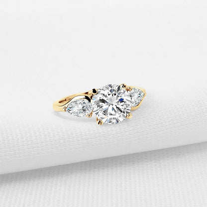 Lnngy Exquisite 7.5mm 1.5CT  Moissanite Rings Certified 10K Pure Gold Three Stone Engagement Ring For Women Lab Diamond Jewelry