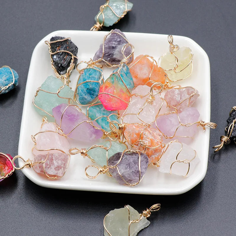 20-30mm Natural Semi GemStone Precious Pendant Charm Connector Drop White Opal Accessories For Crystal Necklaces Bracelets Wall