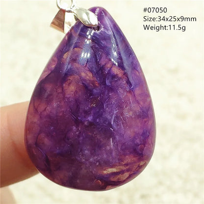 Natural Purple Charoite Water Drop Gemstone Pendant Women Men Charoite Bead Best Necklace Jewelry 925 Sterling Silver AAAAAA