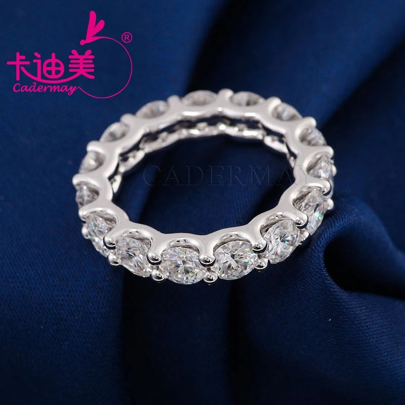 CADERMAY High Quality Silver 925 2MM 3MM Full Eternity Diamond Engagement D VVS Moissanite Ring Wedding Bands For Women