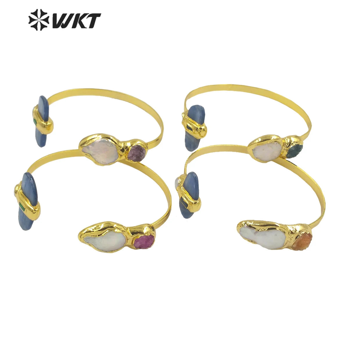 WT-B620  WKT 2022 Retro style bangle accessories kyanite& pearl gold-plate bangle for fashion elegant gift women Charming