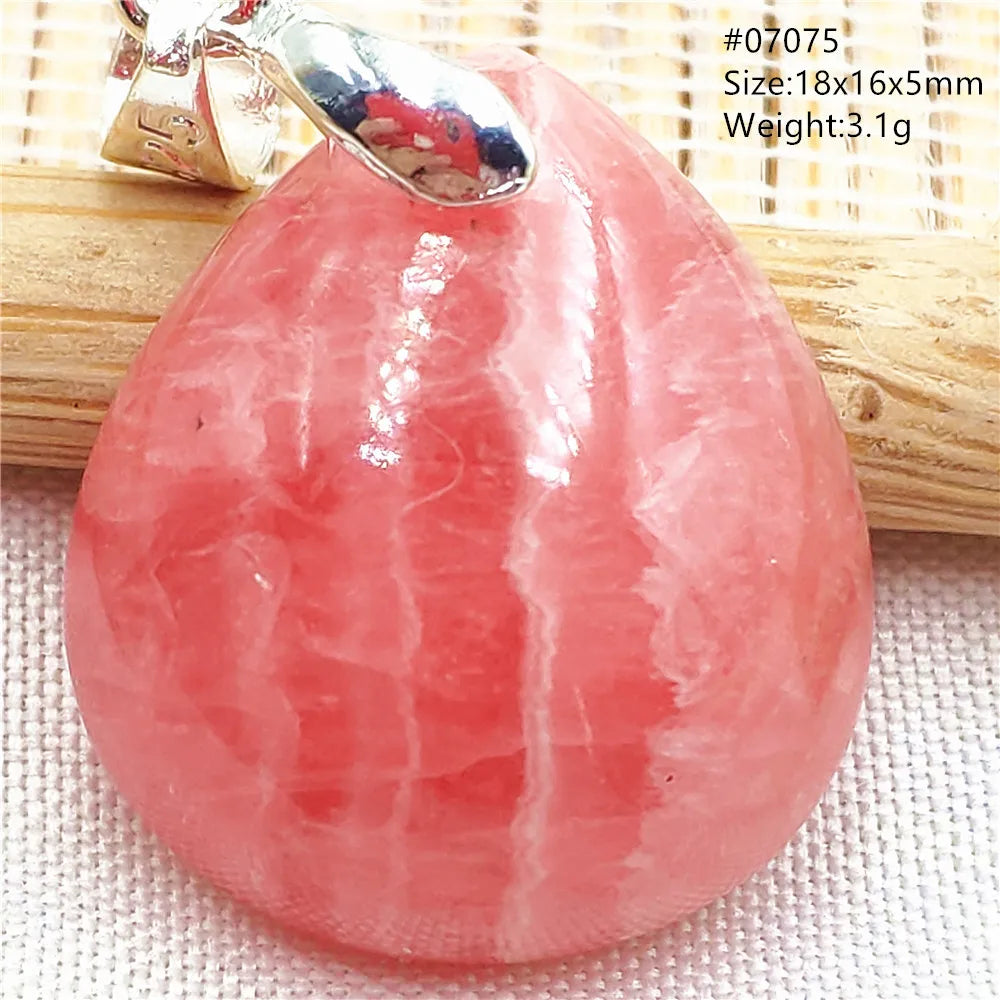 Natural Red Argentina Rhodochrosite Pendant Necklace Rose Rhodochrosite Heart Pendant Women Men Necklace AAAAA