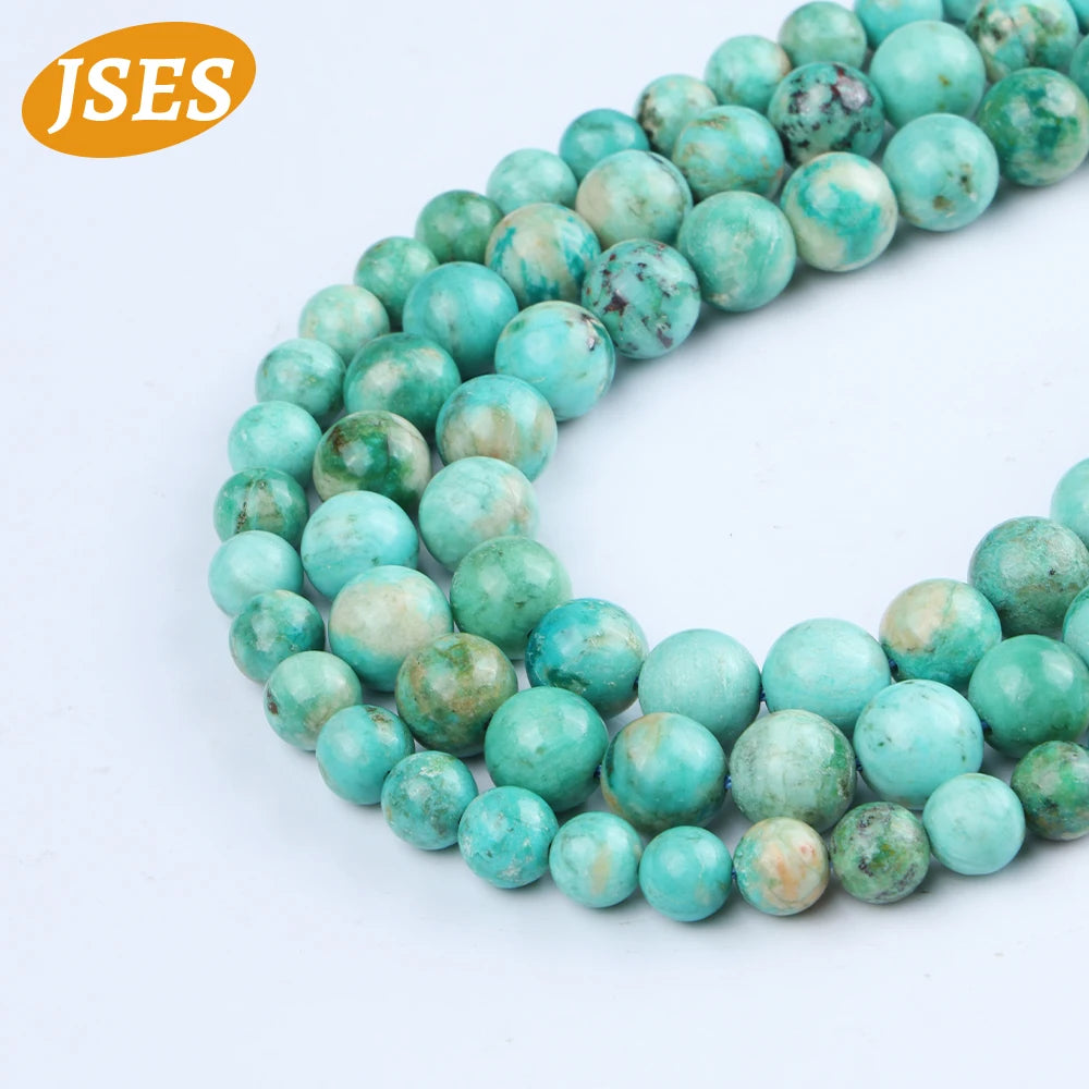 AA Natural Peru Turquoise Beads 6/8/10 mm Round Loose Beads Jewelry Making Craft DIY Gift Bracelets Necklace Accessories Charms