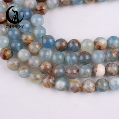 Natural Stone Blue Argentina Calcite Beads Onyx Round Loose Beads For Jewelry Making DIY Accessories Bracelet Necklace 6/8mm 15"