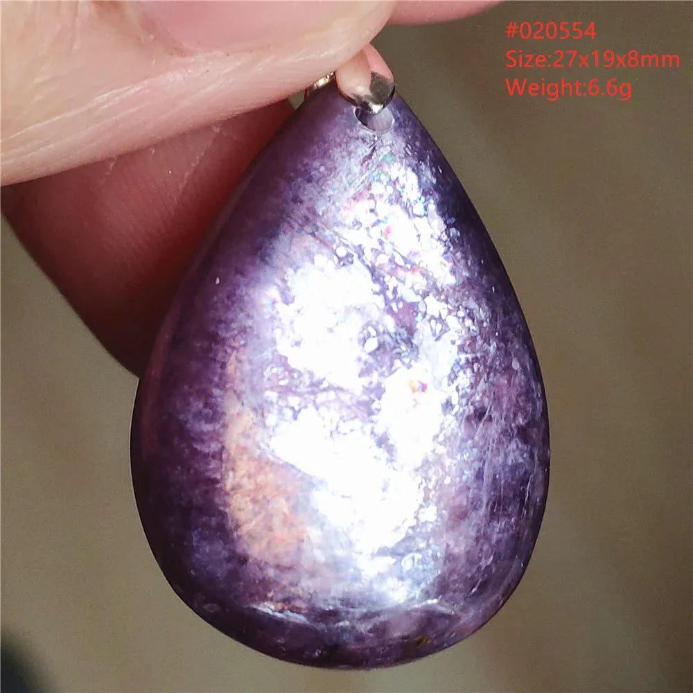 Natural Purple Lepidolite Quartz Tourmaline Mica Pendant Flash Woman Men Heart Love Fashion Jewelry AAAAAA