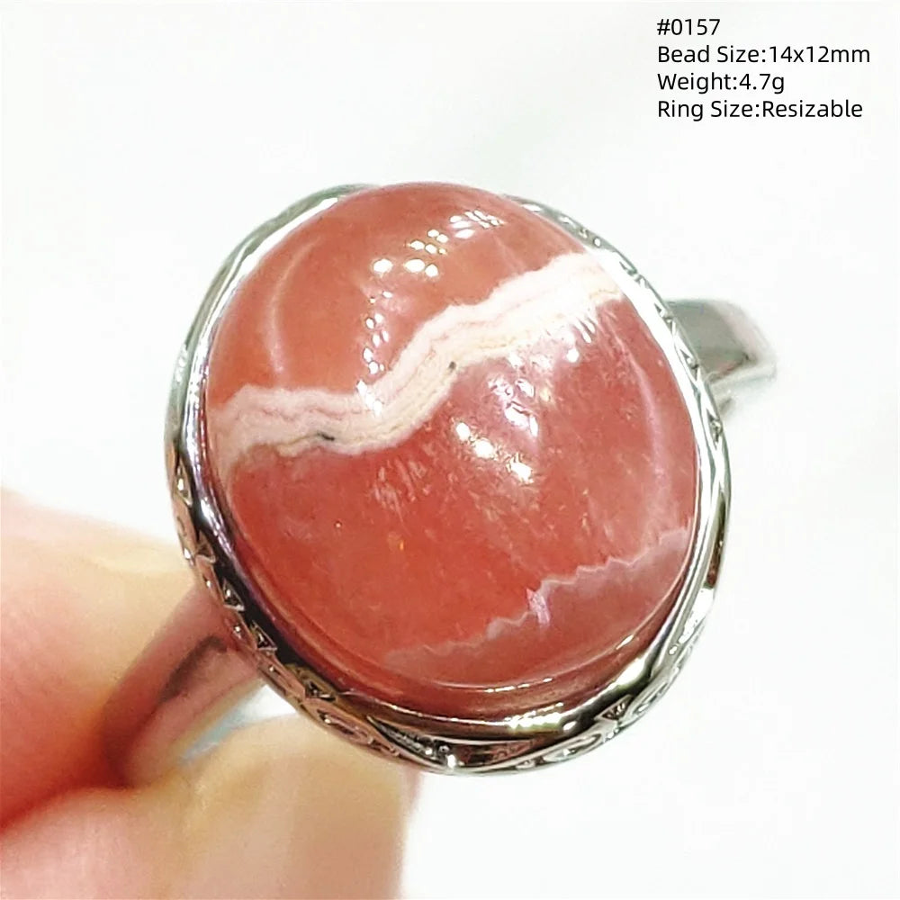 Natural Rose Rhodochrosite Ring Adjustable Ring Jewelry Woman Men Love Red Rhodochrosite Bead Healing Stone AAAAAA