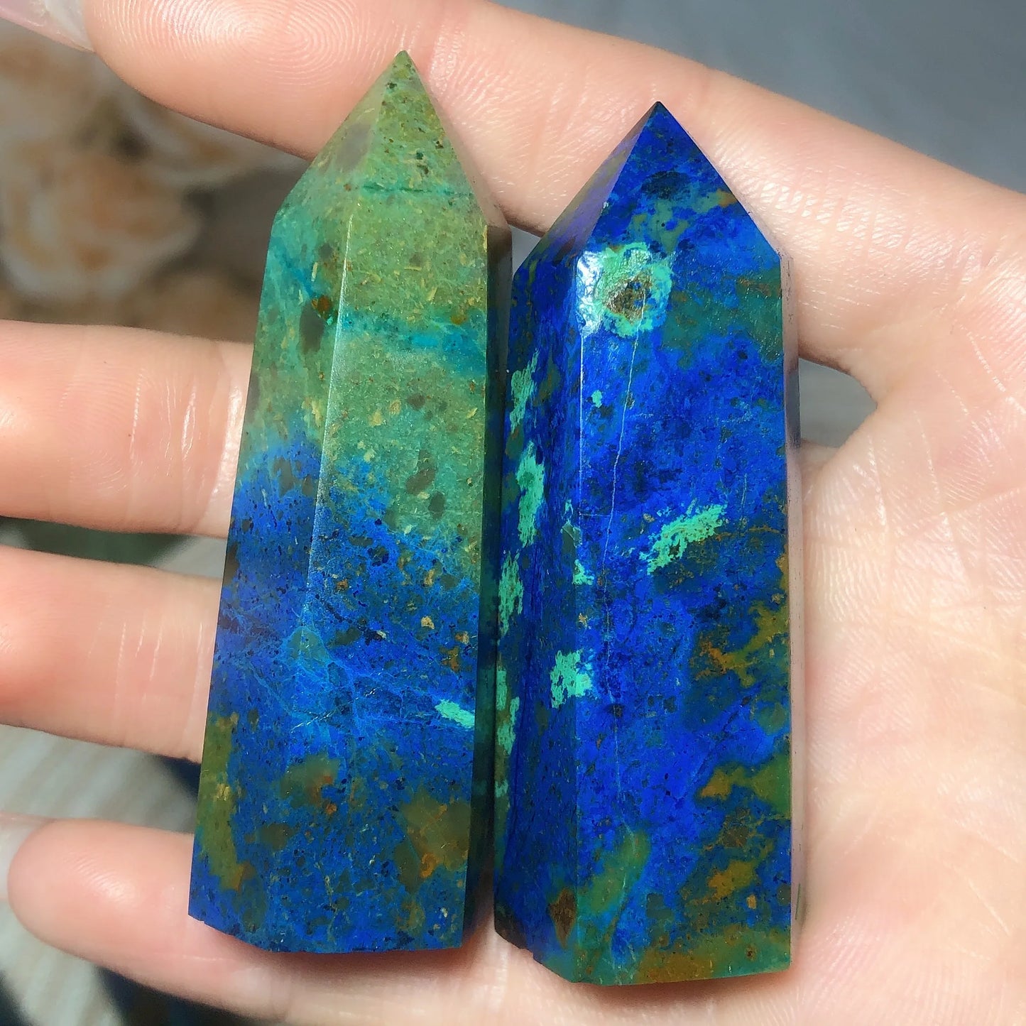 Natural Crystals Chrysocolla With Azurite Tower Healing High Quality Energy Mineral Wholesale Reiki Home Decroration