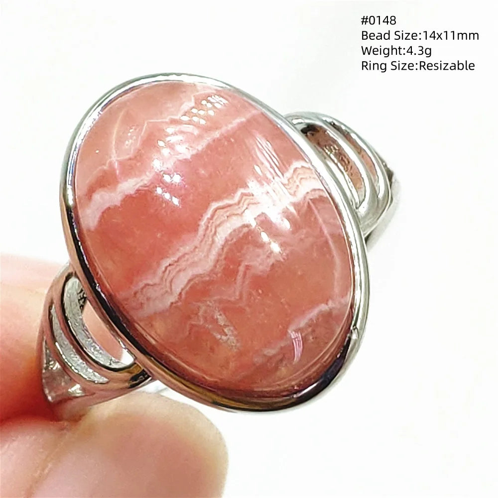 Natural Rose Rhodochrosite Ring Adjustable Ring Jewelry Woman Men Love Red Rhodochrosite Bead Healing Stone AAAAAA