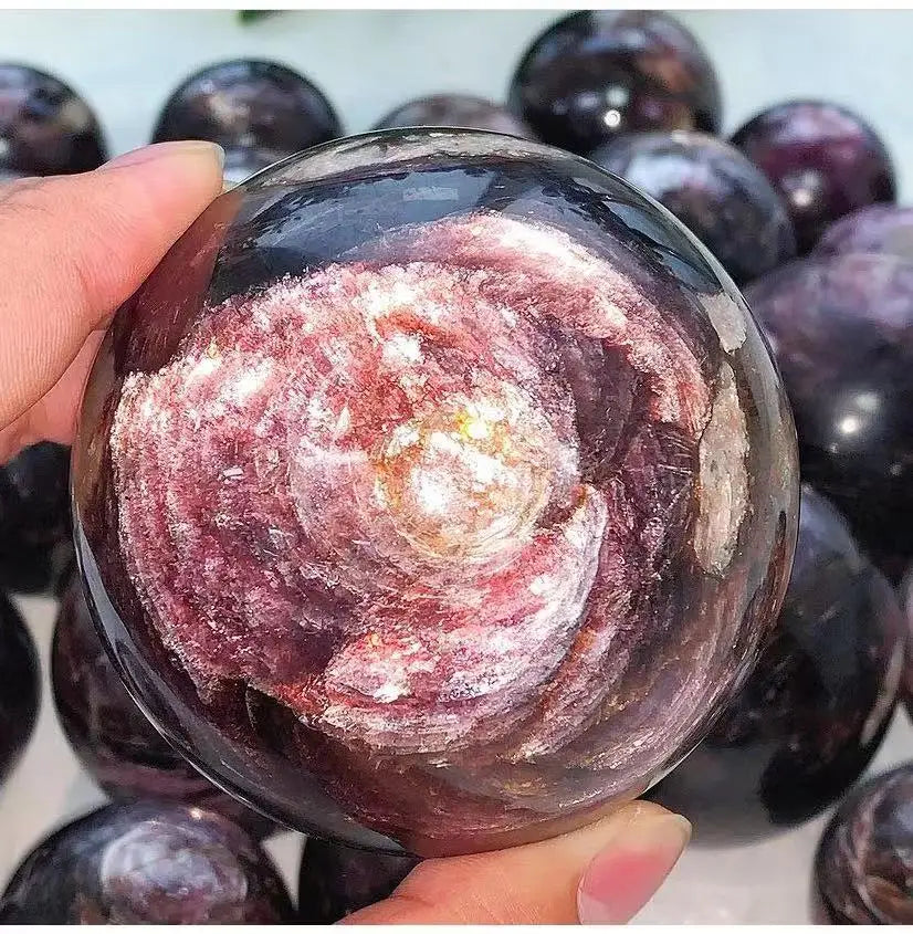 Esfera de Lepidolita Natural, Bola de Pedra Preciosa de Mica Roxa, Cristal de Cura, Joias de Quartzo, Decoração para Casa, Alta Qualidade