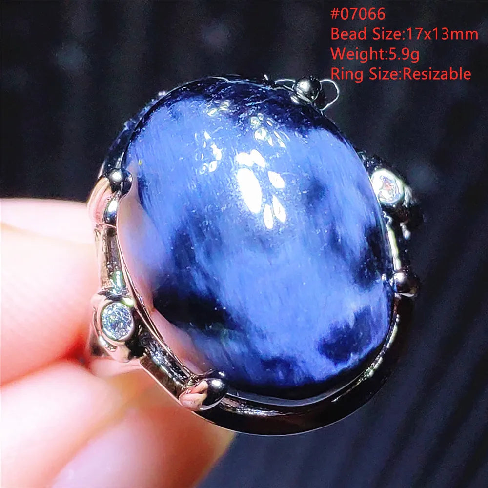 Natural Blue Pietersite Adjustable Ring Women Petersite Chatoyant Beads Namibia Fashion Jewelry Cat Eye Ring AAAAA