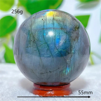 Labradorite Sphere Ball Crystal Natural Stone Quartz Home Decoration Minerals Reiki Craft Gemstone Energy Healing Love +Stand