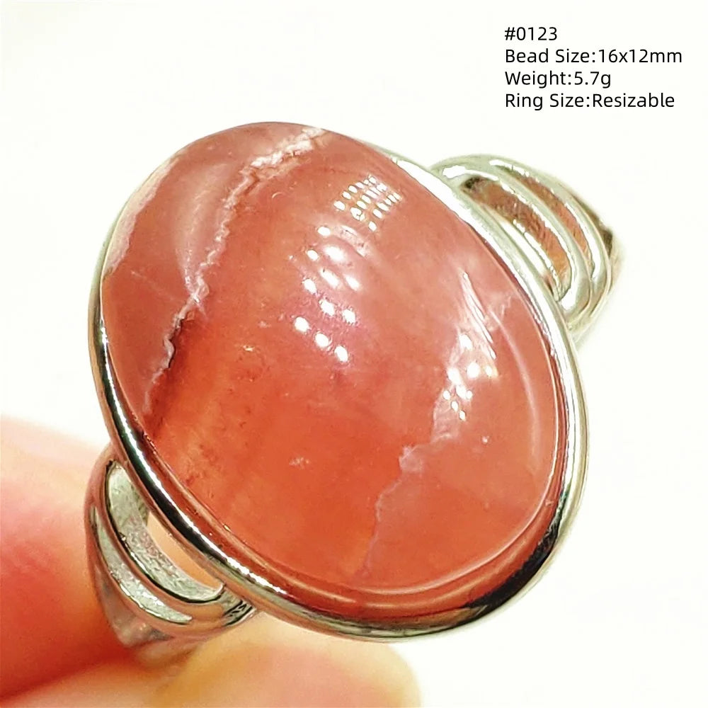 Natural Rose Rhodochrosite Ring Adjustable Ring Jewelry Woman Men Love Red Rhodochrosite Bead Healing Stone AAAAAA