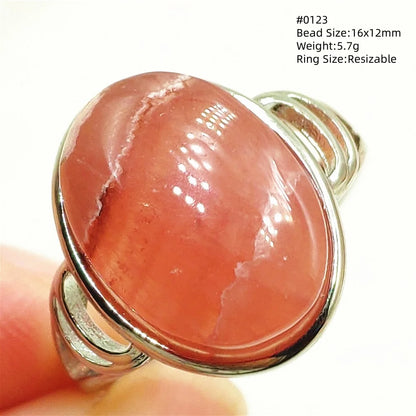 Natural Rose Rhodochrosite Ring Adjustable Ring Jewelry Woman Men Love Red Rhodochrosite Bead Healing Stone AAAAAA