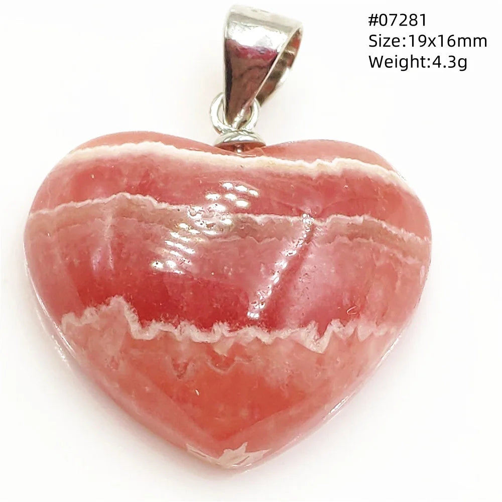 Natural Red Rhodochrosite Pendant Jewelry Rose Rhodochrosite Heart Love Women Men Gemstone Jewelry Fashion Necklace Gift AAAAAA