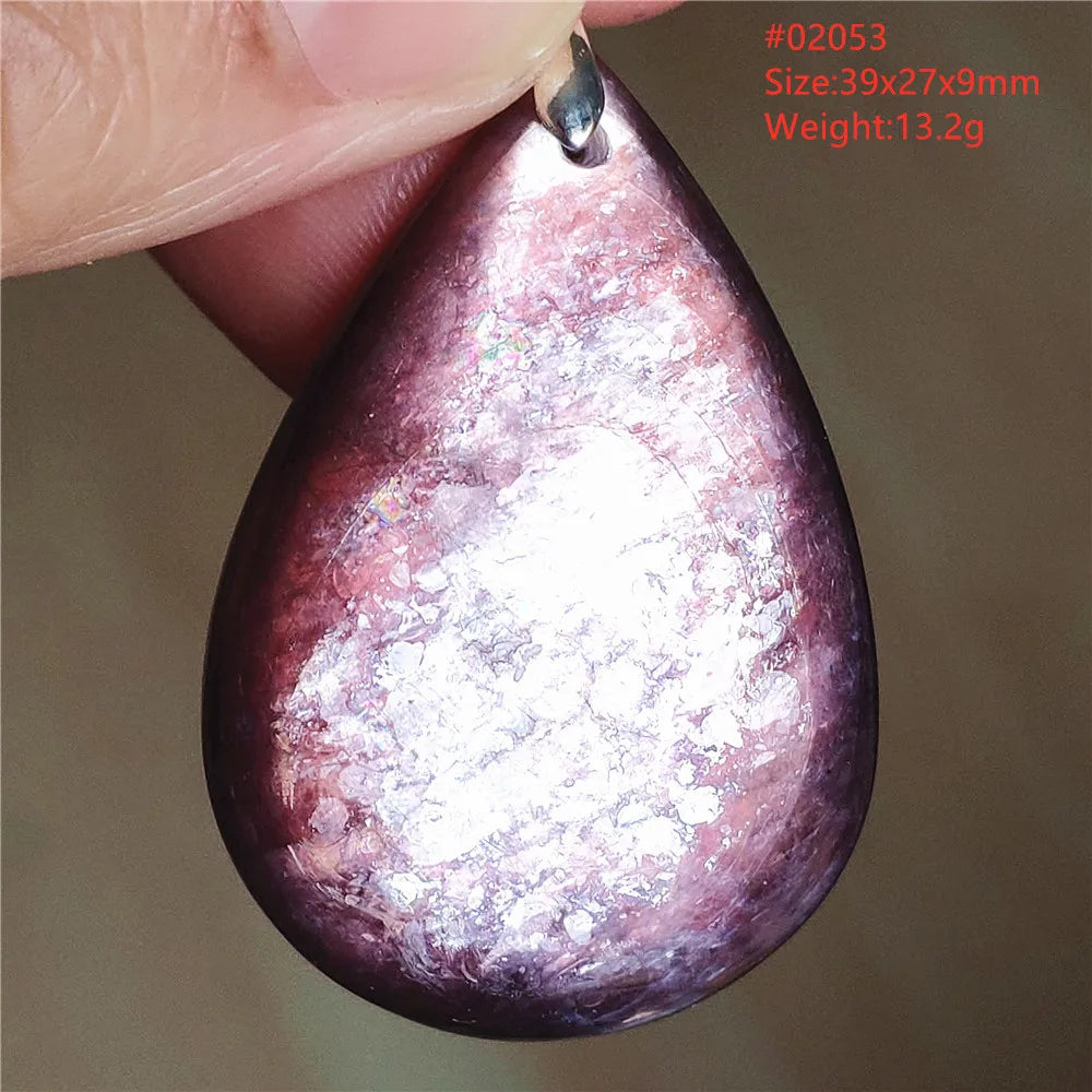 Natural Purple Lepidolite Quartz Tourmaline Mica Pendant Flash Woman Men Heart Love Fashion Jewelry AAAAAA