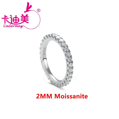 CADERMAY High Quality Silver 925 2MM 3MM Full Eternity Diamond Engagement D VVS Moissanite Ring Wedding Bands For Women