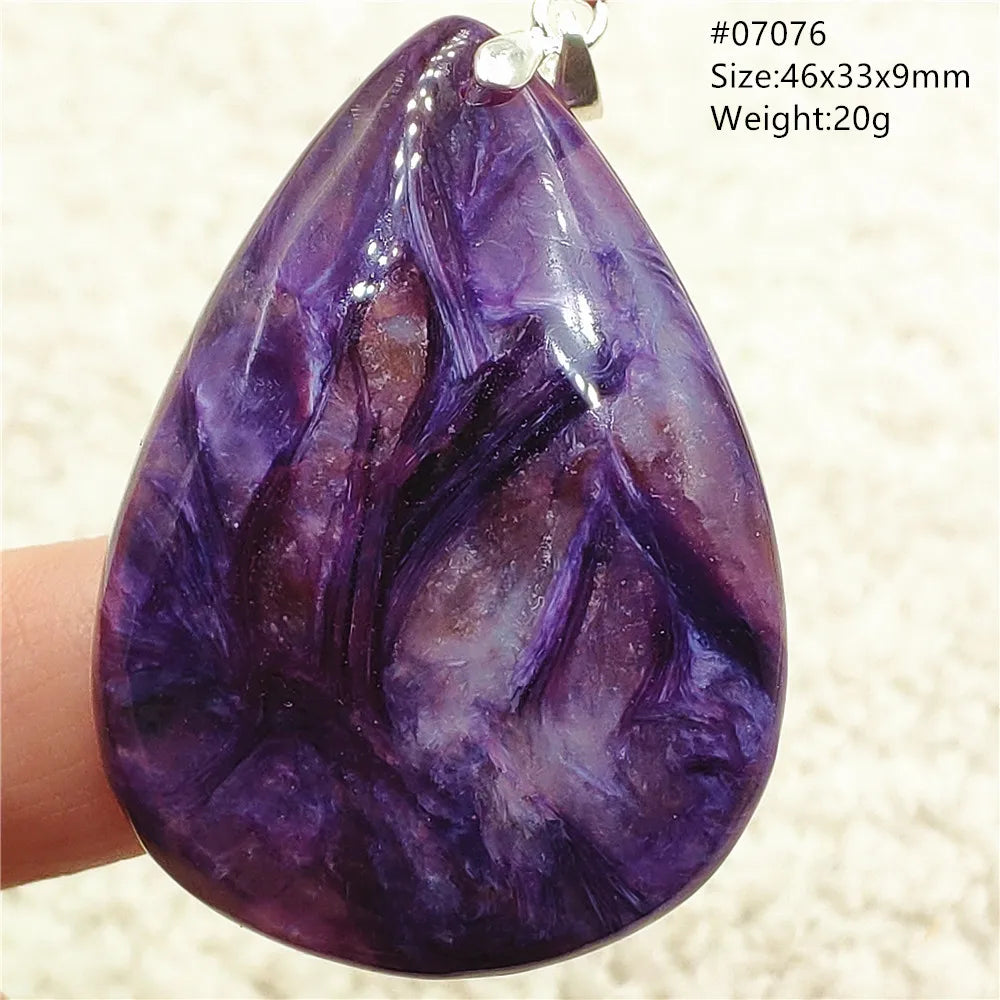 Natural Purple Charoite Water Drop Gemstone Pendant Women Men Charoite Bead Best Necklace Jewelry 925 Sterling Silver AAAAAA