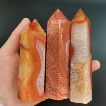 8-10cm Carnelian Towers Reiki Healing Crystal Quartz Red Agate Points For Collection Chakra Obelisk Home Decor