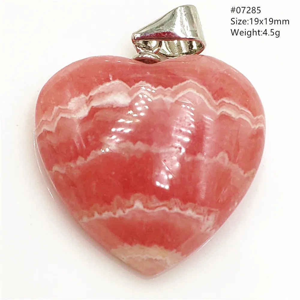 Natural Red Argentina Rhodochrosite Pendant Necklace Rose Rhodochrosite Heart Pendant Women Men Necklace AAAAA