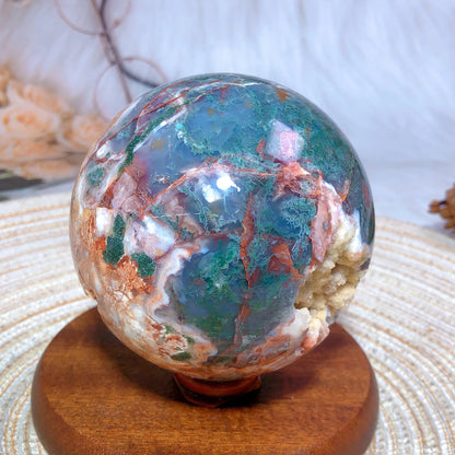 Natural Crystals Carnelian Moss Agate Sphere Druzy Geode Home Decorations Polished Room Decor Energy Gift Mineral Ore