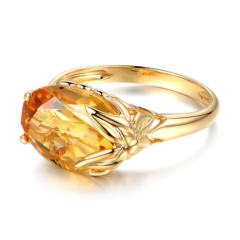 Anéis de ouro 18 K com topázio natural para mulheres para participar da festa, pedra preciosa peridoto, anéis de casamento, diamante, joias de noivado, anéis finos