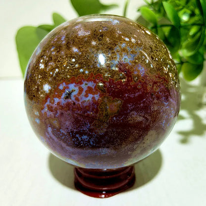 Natural Stone Pretty Ocean Jasper sphere Meditation Spirit Exorcism Feng Shui Crystal Ball Home Room Decoration Reiki Healing