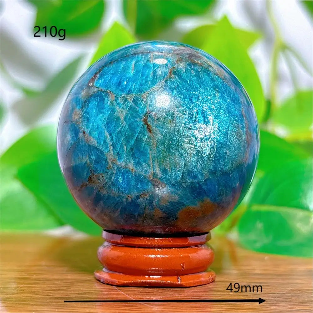 Esfera de Apatita Cristal Pedra de Quartzo Natural Decoração para Casa Minerais Reiki Artesanato Presentes Amor Energia Cura Meditação + Suporte