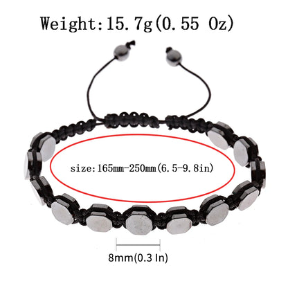 Pulsera de cuentas de piedra de hematita negra con 7 estilos de abalorios, joyería para hombres, pulsera tejida magnética para el cuidado de la salud para mujeres, regalo