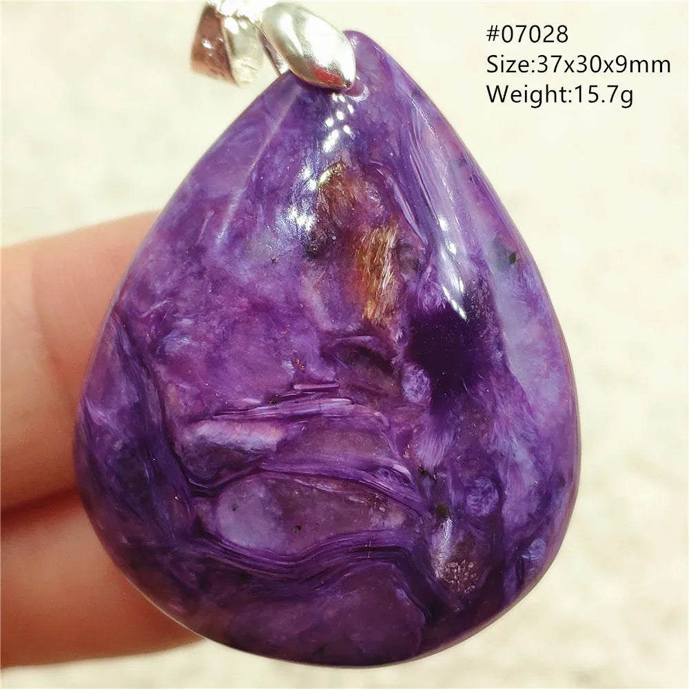 Natural Purple Charoite Pendant Necklace Jewelry Women 925 Sterling Silver Rare Gift Charoite Bead AAAAA