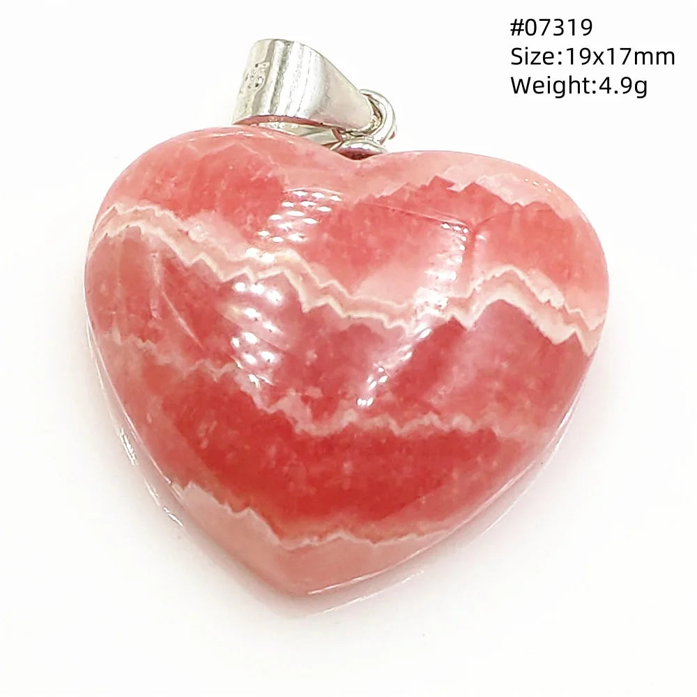 Natural Red Rhodochrosite Pendant Jewelry Rose Rhodochrosite Heart Love Women Men Gemstone Jewelry Fashion Necklace Gift AAAAAA