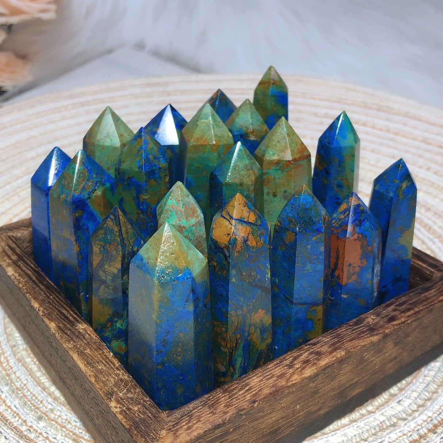 Natural Crystals Chrysocolla With Azurite Tower Healing High Quality Energy Mineral Wholesale Reiki Home Decroration