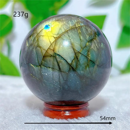 Labradorite Sphere Ball Crystal Natural Stone Quartz Home Decoration Minerals Reiki Craft Gemstone Energy Healing Love +Stand