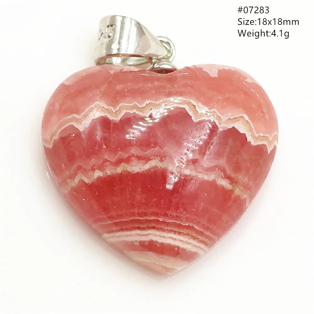 Natural Red Argentina Rhodochrosite Pendant Necklace Rose Rhodochrosite Heart Pendant Women Men Necklace AAAAA