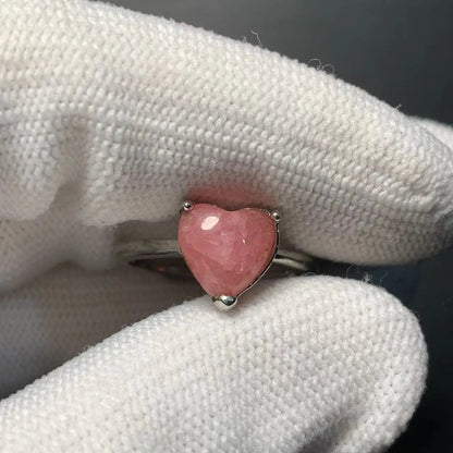 Heart Natural Rhodochrosite Ring Adjustable Female Ring Jewelry for Women Gift Wholesale High Quality Vintage Fine