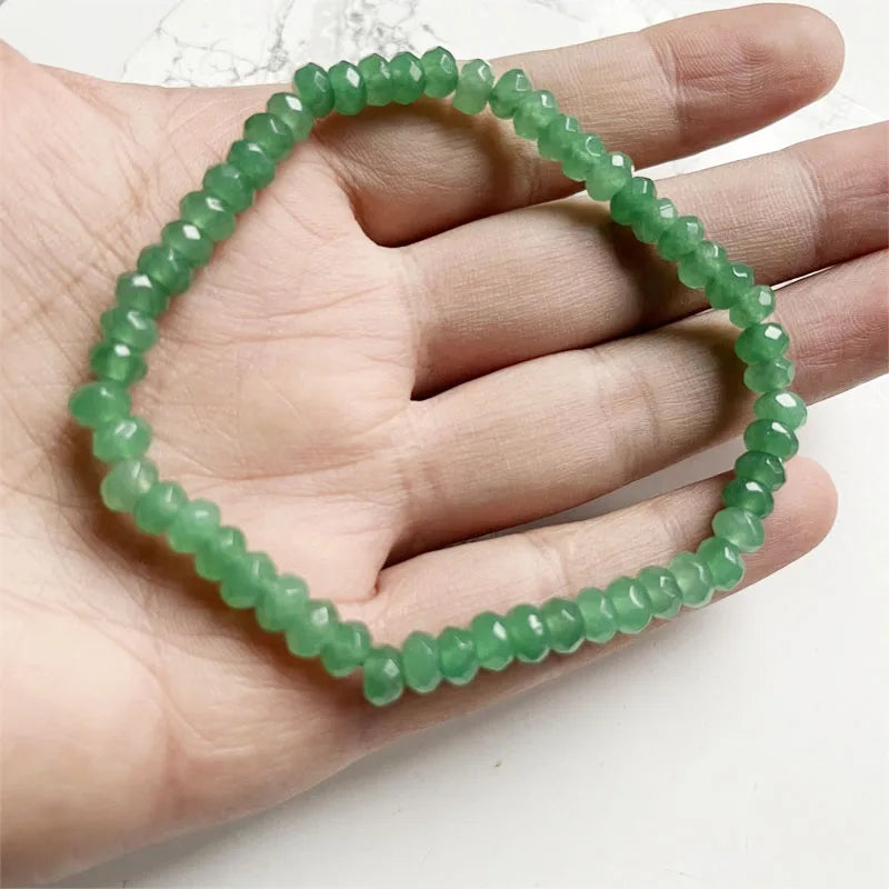 Pulsera de aventurina verde con facetas de 4 x 6 mm, rara, joyería de piedra natural vintage, elegante y exquisita cadena de cuentas para mujer, estilo bohemio