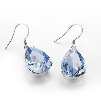 Blue Aquamarine Teardrop Earrings Silver 925 2024 Luxury Jewelry For Women Hanging With Stone Art Deco Gift Female High Quality