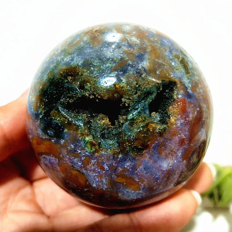 Natural Stone Pretty Ocean Jasper sphere Meditation Spirit Exorcism Feng Shui Crystal Ball Home Room Decoration Reiki Healing