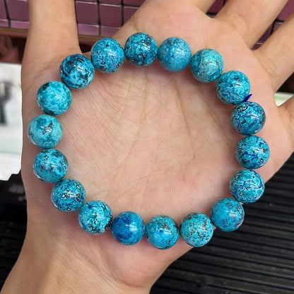 Natural Blue Malachite Azurite Gemstone Bracelet Stretch 11mm Round Beads Chrysocolla Women Men Jewelry AAAAAA