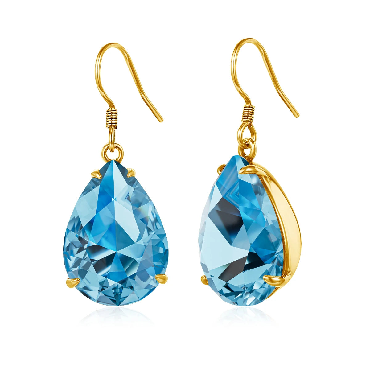 Blue Aquamarine Teardrop Earrings Silver 925 2024 Luxury Jewelry For Women Hanging With Stone Art Deco Gift Female High Quality