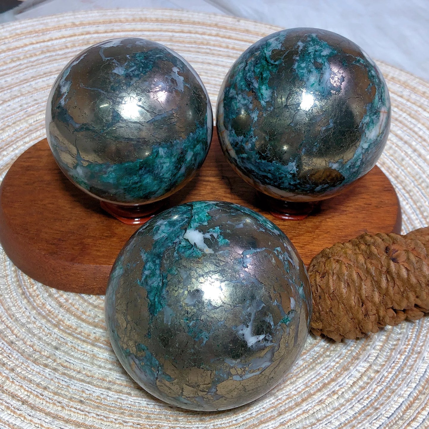 Natural Crystals Dioptase Pyrite Sphere Balls Polished Room Decor Energy Gift Mineral Ore Stone